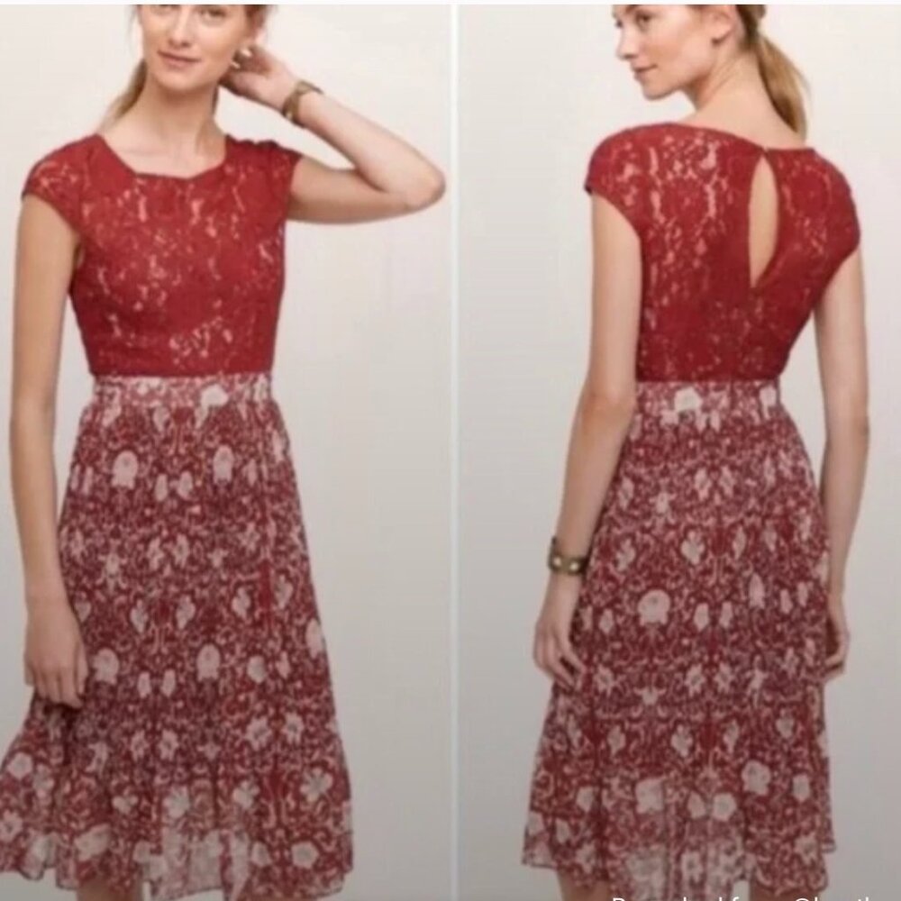 Tracy Reese Maroon Midi Dress Size 8